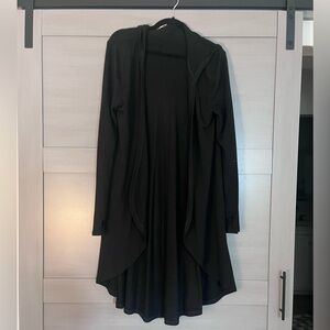 Long black hooded cardigan